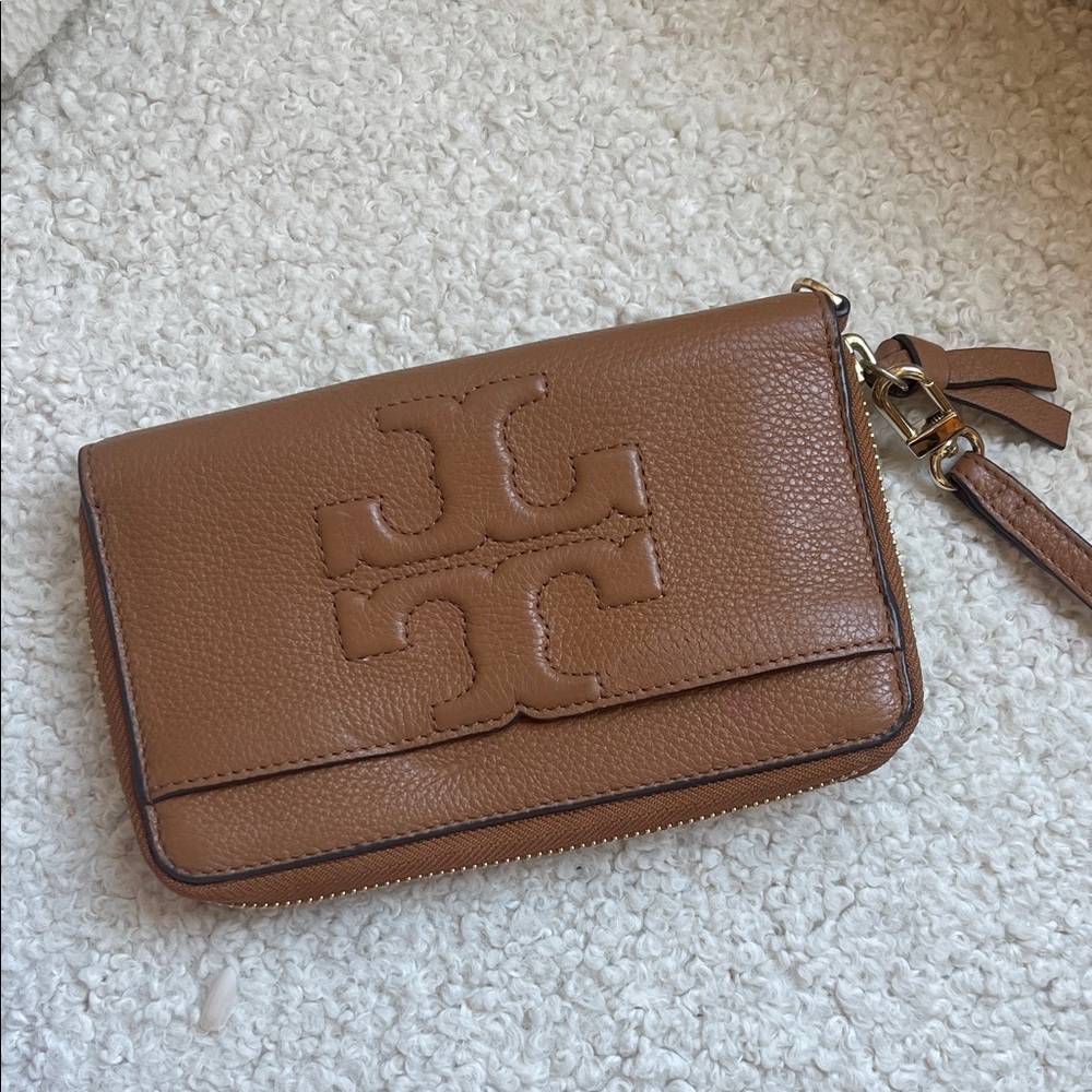 Tory Burch Brown Leather Wristlet